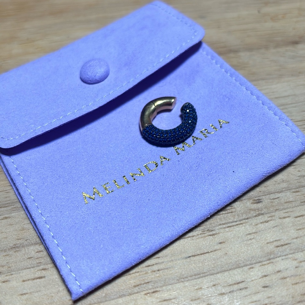 Melinda Maria Lia Large Ear Cuff in Gold & Sapphire Blue Black NEW! ✨